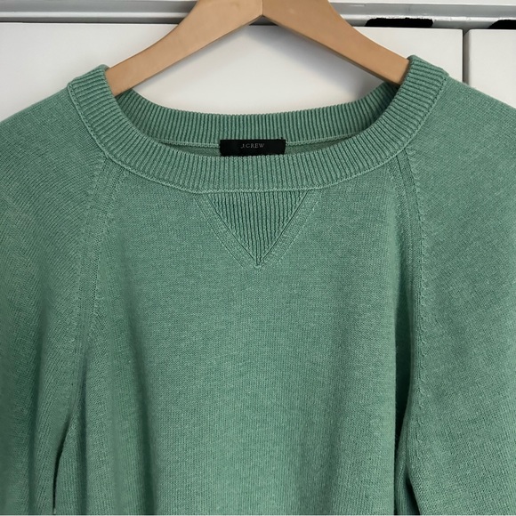 J Crew Cotton Cashmere Blend Green Sweater, Size Medium - Picture 2 of 9